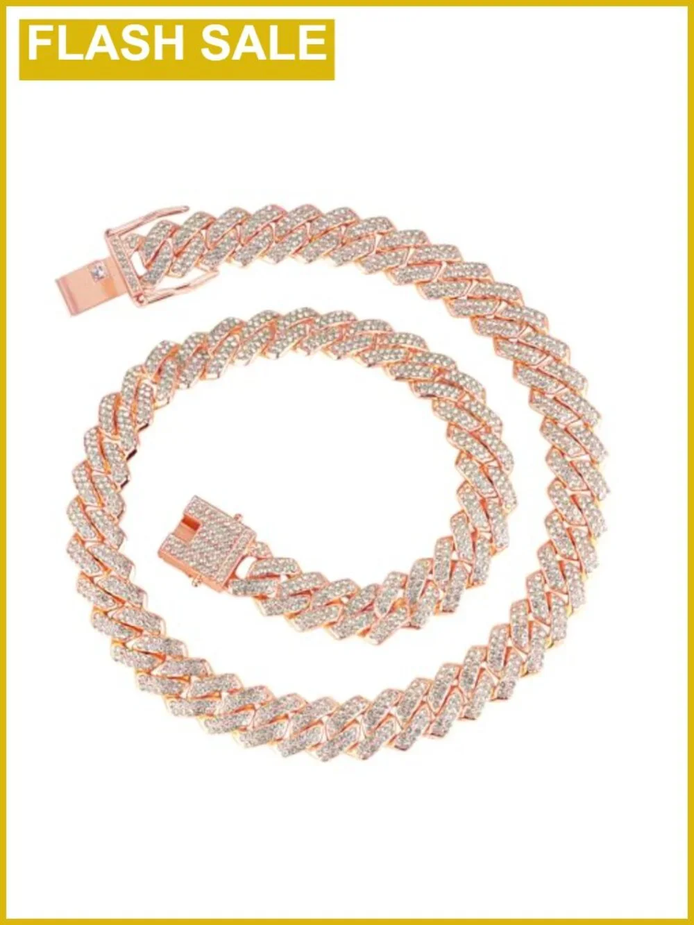Mens Cuban Link Chain Necklace Iced Out Hip Hop Jewelry 13mm Alloy